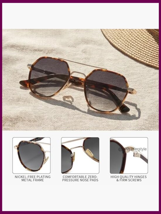 Polarized Aviator Sunglasses with Metal Frame and Acetate Arms main image 4